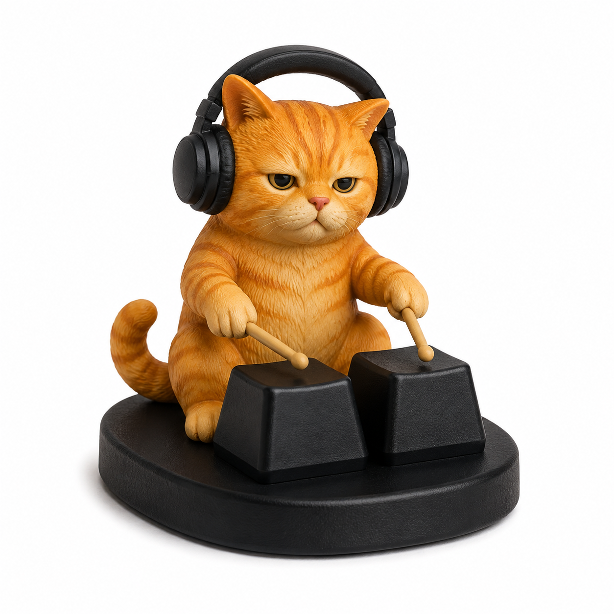 Keycap Drummer Cat Desk Ornament