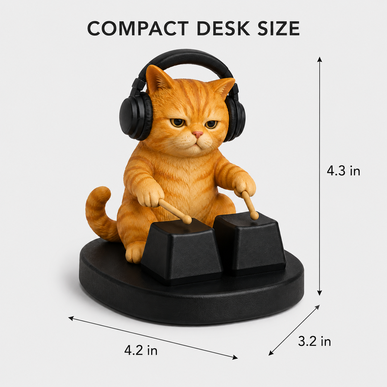 Keycap Drummer Cat Desk Ornament
