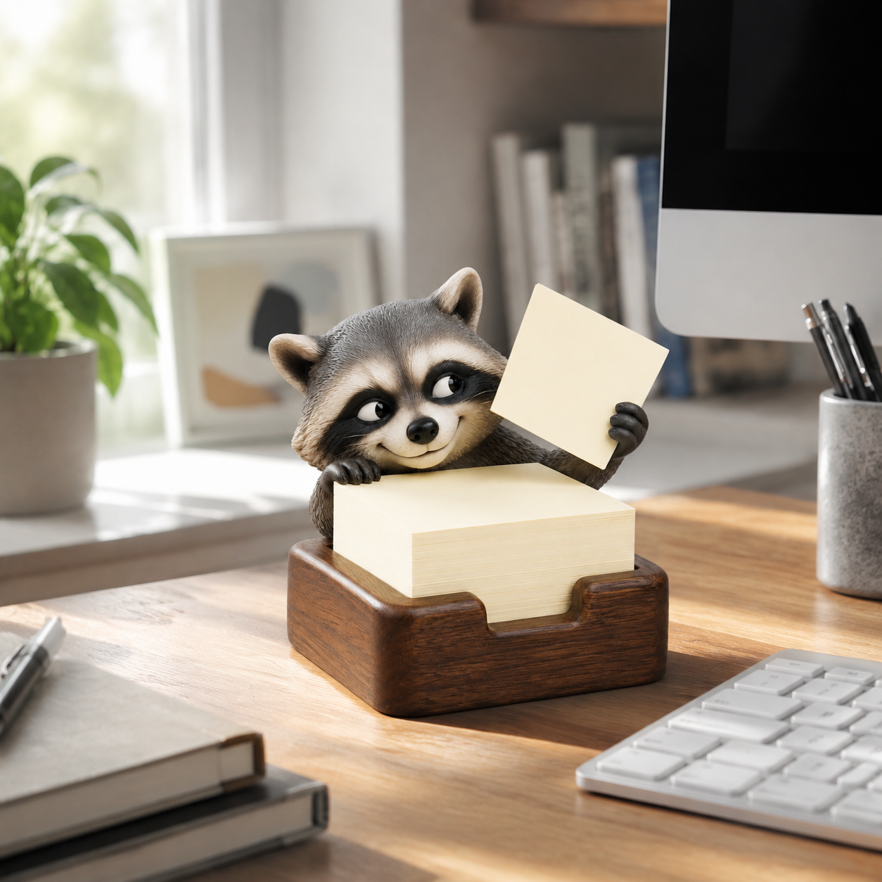 Sticky-Note Bandit Raccoon Holder