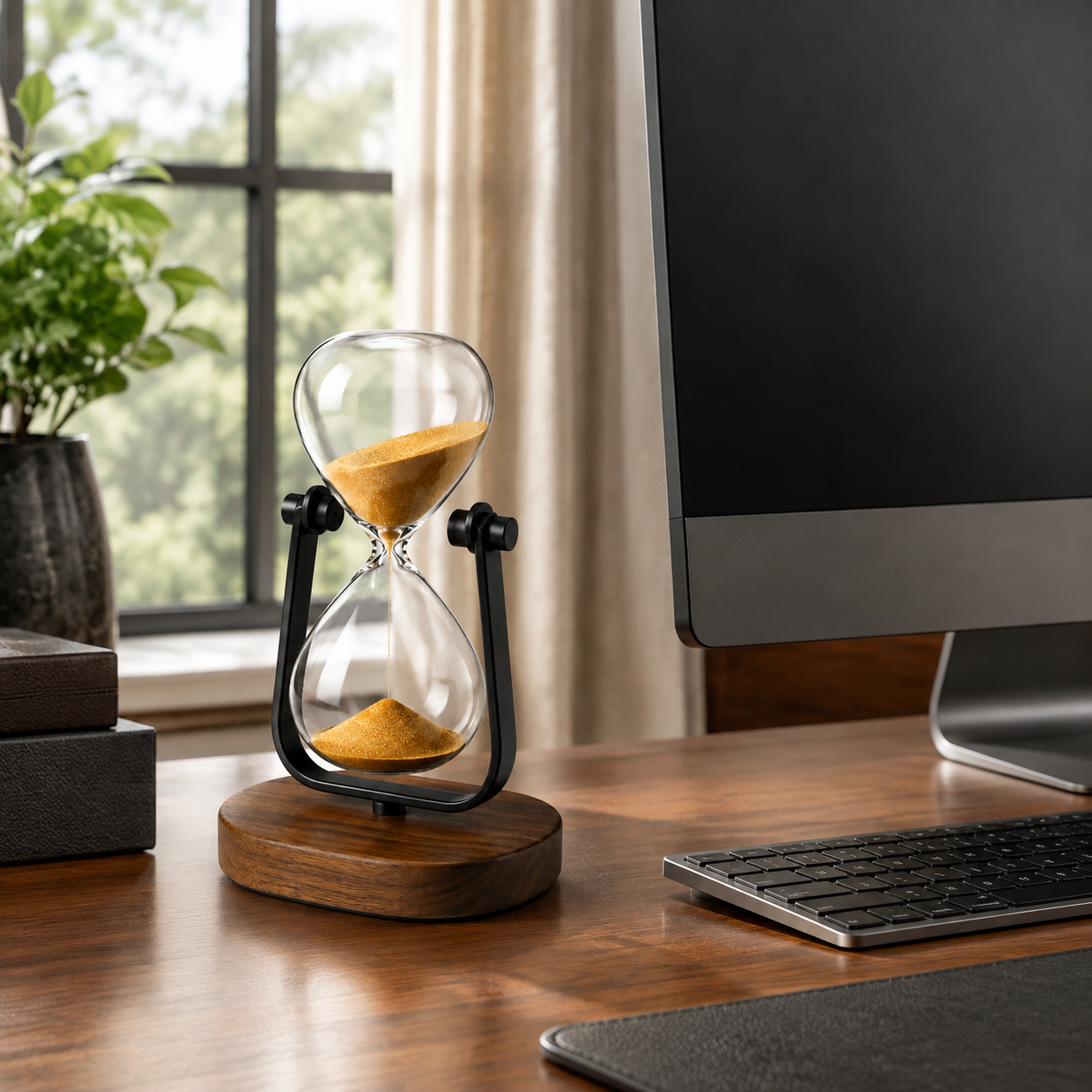 Golden Focus Hourglass Desk Ornament