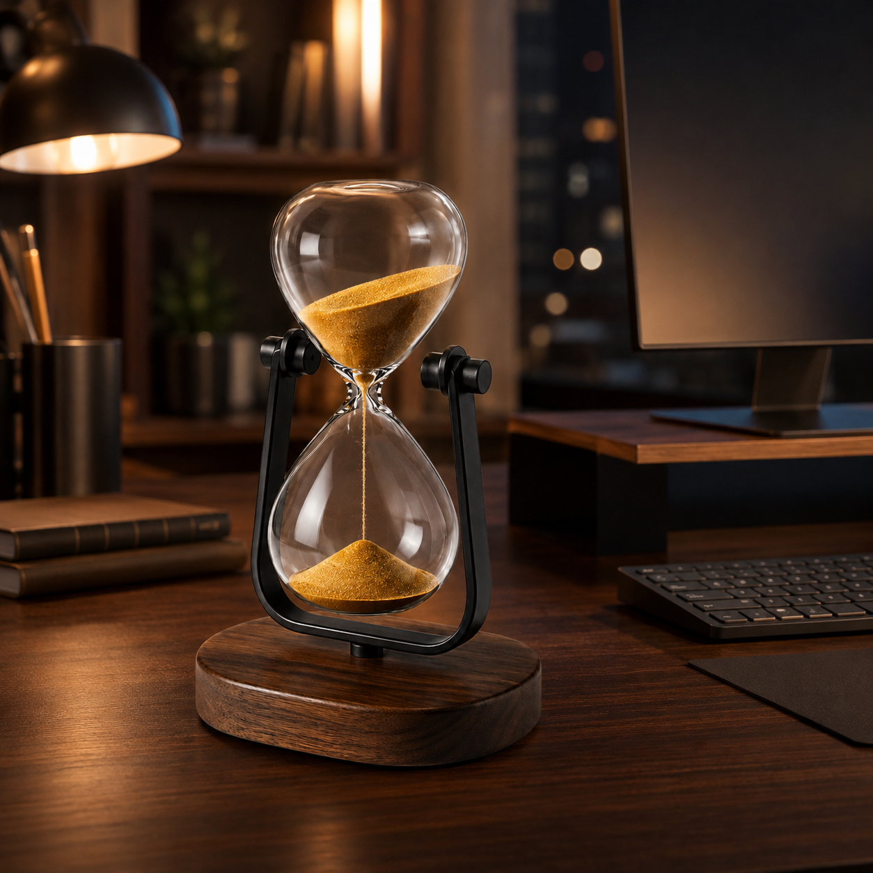 Golden Focus Hourglass Desk Ornament