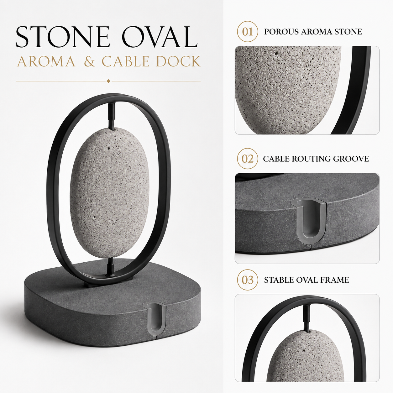 Stone Oval Aroma & Cable Dock
