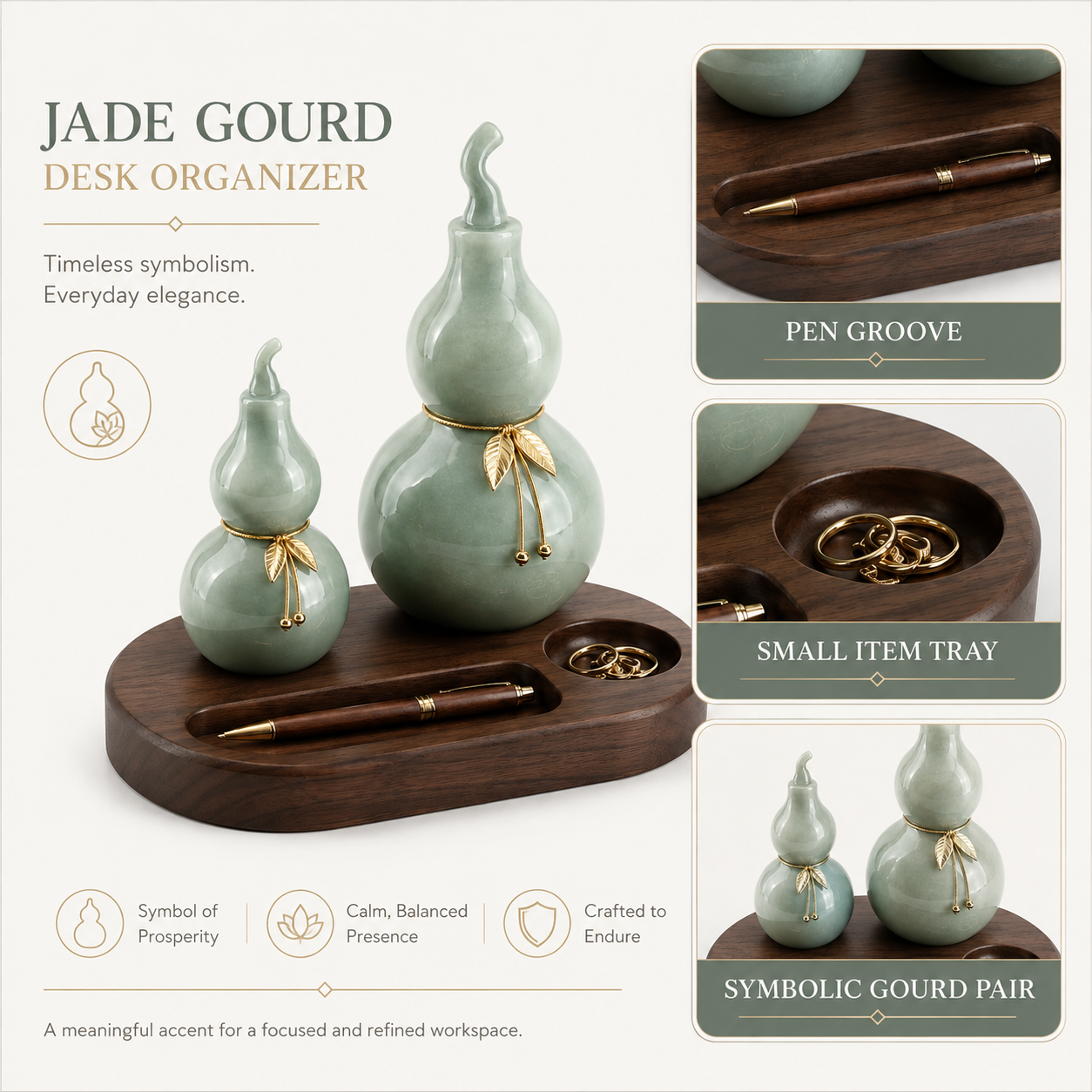 Jade Gourd Desk Organizer