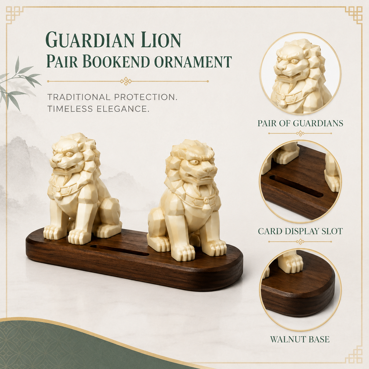 Guardian Lion Pair Bookend Ornament