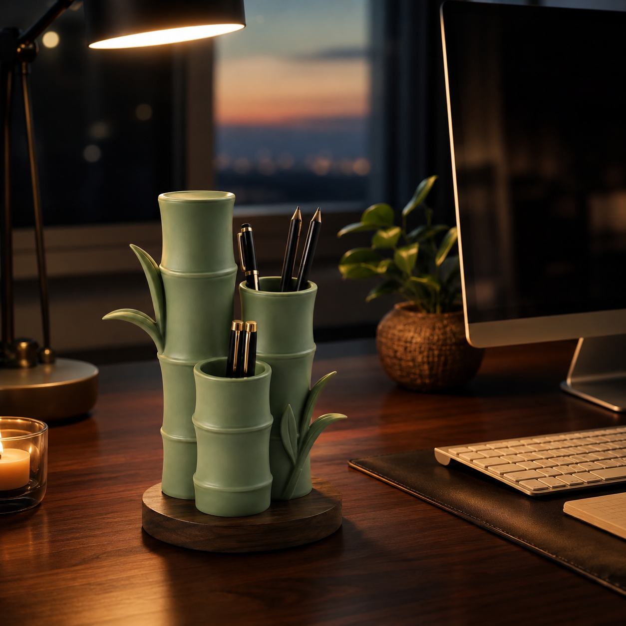 Jade Bamboo Pen Stand